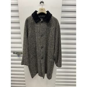 Versus Gianni Versace herringbone wool coat black faux fur collar size 36/50